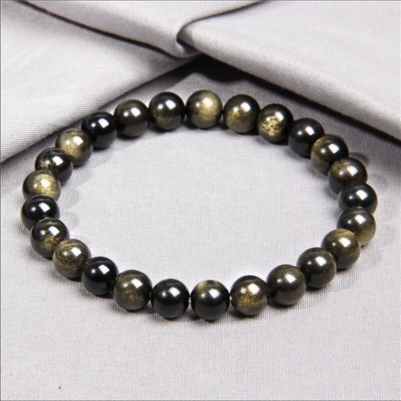 Natural reflective golden obsidian bracelets - Picture 3 of 7